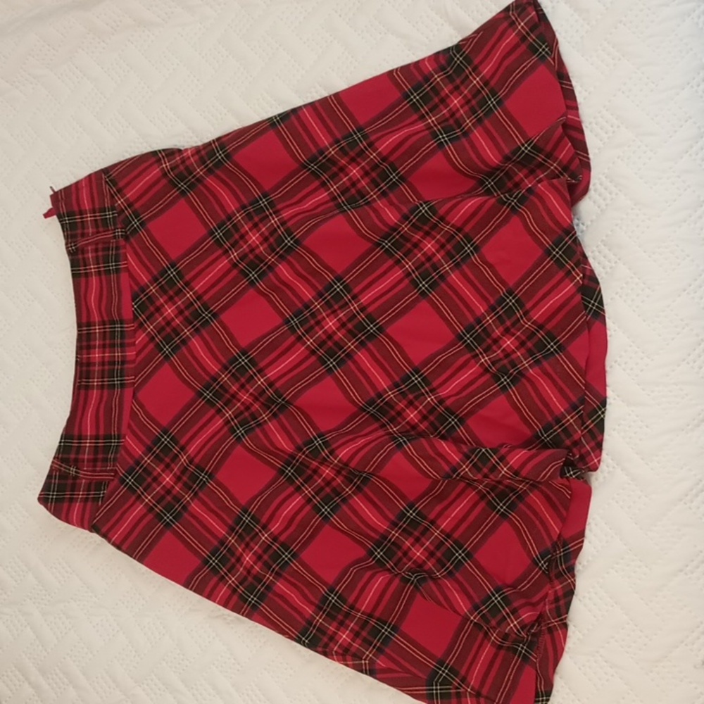 H&M Red Green Plaid Skirt
